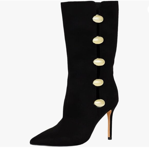 Katy Perry Revival Ornament Boot | Snake Embossed Mid-Calf Studded Boot | Black - Picture 10 of 10